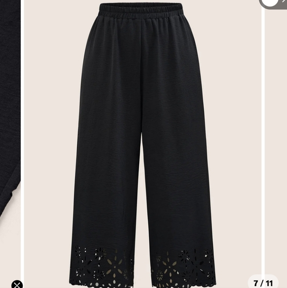 BloomChic size 28 wide leg laser cutout on legs. Black. NWT. Elastic waist - Picture 9 of 12